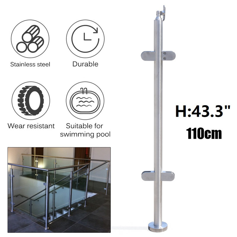 JOYDING 43.3" H Railing Post Stainless Steel Swimming Pool Guardrail